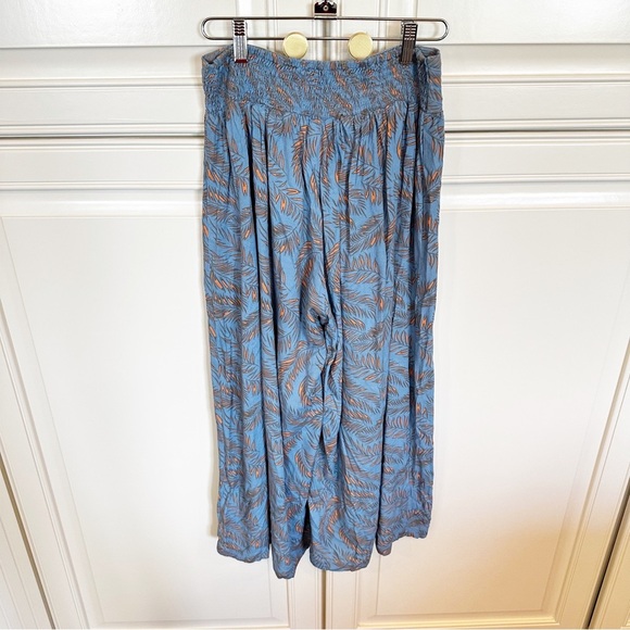 Travida Tra Vida Womens Blue Patterned Wide Leg Pull On Resortwear Pants Palazzo - Picture 7 of 7